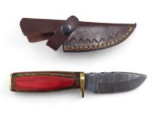 Handmade Damascus steel knives with custom wood, bone, horn or resin handles. The knives are made