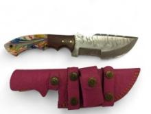 Handmade Damascus steel knives with custom wood, bone, horn or resin handles. The knives are made