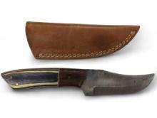 Handmade Damascus steel knives with custom wood, bone, horn or resin handles. The knives are made