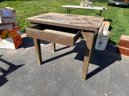 Metal Table w/ Center Drawer, 26in x 24in x 29in H