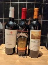 3 Bottles of Cabernet Sauvignon - Chappellet, Bonanza & Paveil de Luze 750ml