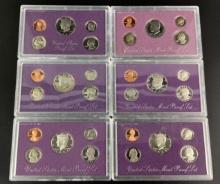 (6) 1987-1992 US Proof Sets