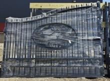 20' Bi-Parting Wrought Iron Gate w/ Deer/Elk Art