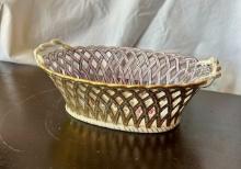 Limoge Porcelain Oval Basket Weave Bowl