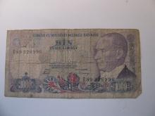 Foreign Currency: Turkey 1970 1,000 Lirasi