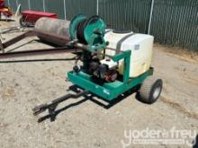 Lesco 100 Gallon Tow Behind Sprayer, Hose Reel, Honda Motor