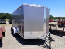 2014 NEO ENCLOSED CARGO TRAILER,  14', TANDEM AXLE, SINGLE TIRE, FOLDING RA