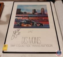 Signed racing poster in frame