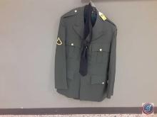 US Army Green Dress Coat, Slacks and Tie