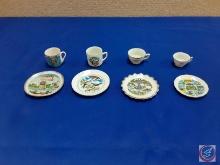 (4) mini collector teacup and saucers Oklahoma The Sooner State, Tennessee, Washington DC, Idaho