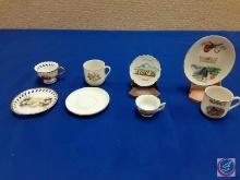 (4) mini collector teacups and saucers Indiana, North Carolina, Portland oregon, Nashville Tennessee
