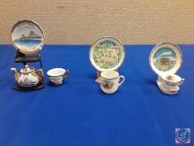 (3) mini collector teacups and saucers Mackinaw City Michigan, Montana, New Mexico