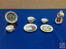 (4) mini collector teacups and saucers washington, Niagara Falls Canada, colorful colorado, and New