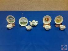 (4) mini collector teacups and saucers Black Hills South Dakota Mount Rushmore,Eisenhower center,