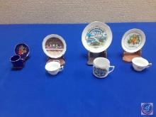 (4) mini collector teacups and saucers Las Vegas, The Last Supper, Stone Mountain Georgia, and