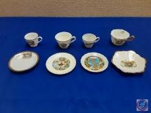 (4) small collector teacups and saucers Panama, wyoming, Hawaii, and Ireland