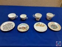 (4) collector teacups and saucers Arkansas, old Abilene Town Abilene Kansas, California,