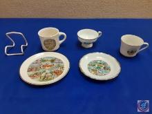 (2) collector teacups and saucers Iowa Hawkeye state, Utah, a state capital teacup