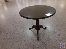 Round wooden table with glass top measurements are 36x31