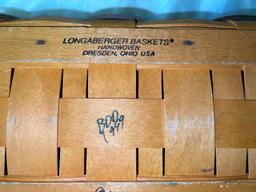 Vintage Longaberger Basket w/Liner and Leather Handles 1969