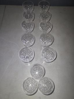 Thirteen Piece King Cole Cut Crystal Stemmed Cocktail/Wine Glasses