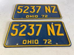 Matching Set of 1972 Ohio License Plates