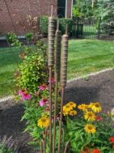 Rusty Metal Cattail Landscaping Stake