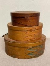 Set of 3 Antique Shaker Oval Boxes