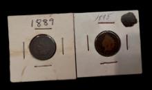 (2) Bronze Indian Head Nickels:  1889 & 1895