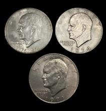 (3) Eisenhower Silver Dollars: 1971 Eagle