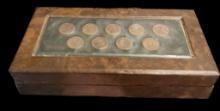Men's Jewelry Box with (9) Pennies on Top-- 8" x