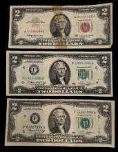 1963 $2 Bill Red Seal and (2) 1976 $2 Bills