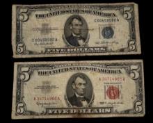 1953 $5 Bill and 1963 $5 Bill Red Seal