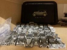 25 Pewter Early Model Cars and a Ford Model Aluminum Tray