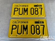 Pair of 1956 California License Plates