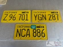Three 1956 California License Plates