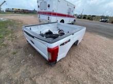 White Ford 4x4 Truck Bed, Truck Hitch, Advance Auto Parts Bucket W/ Cables