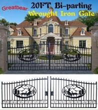 UNUSED 20' WROUGHT IRON ENTRY GATE - DEER