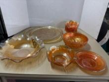 peach and gold iridescent glass