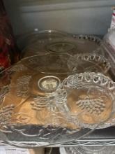 punch bowl set glass cake plates reamers etc.