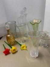 Glass flowers vases decanters