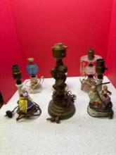 six vintage vanity lamps