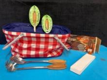 Camping picnic basket, kitchen tools, knife sets
