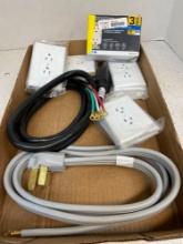 GE3 pack GFCI receptacles, Wall plates, two 3 prong cords