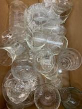 Clear glass lot, including glass measuring cups, candlewick, etc.