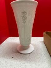 Vintage milk glass vase, pleated shade lamp hanging, and more