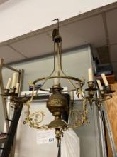 Fancy Victorian, brass chandelier, electric gas conversion