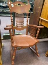 solid wood ornate painted rocker chair