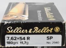 100 Rounds of Sellier & Bellot 7.62x54R Ammunition