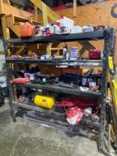 Rack & Contents w/ 5-Gallon Air Bead Seader, Aluminum Folding Ramp, Tire Filler, Lug Wrenches,